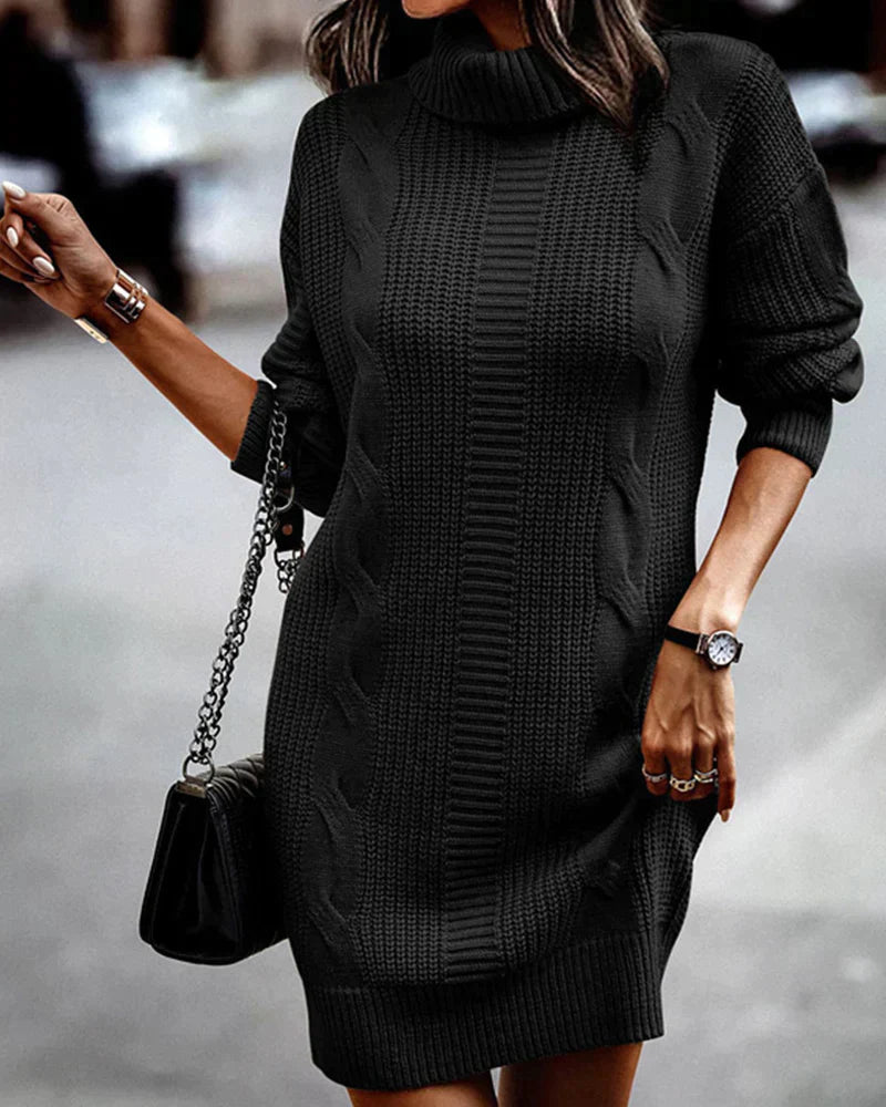 Elegante Jurk Gebreid Kort Model Damessjurk