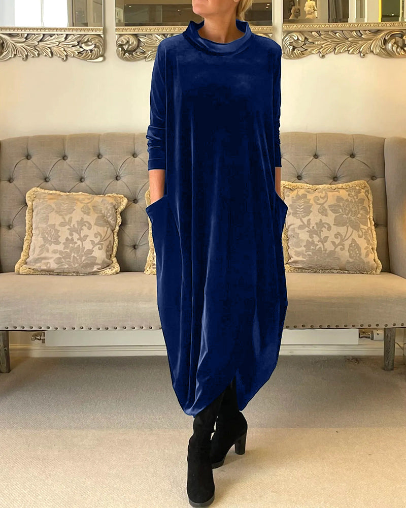Velvet Damesjurk met Lange Mouwen – Elegant, Comfortabel & Herfstklaar