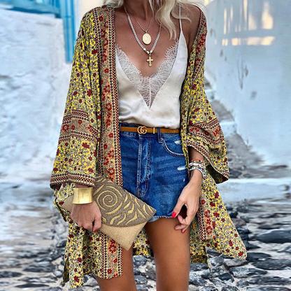 Boho Cardigan Middellange Kimono Zomerse Stijl