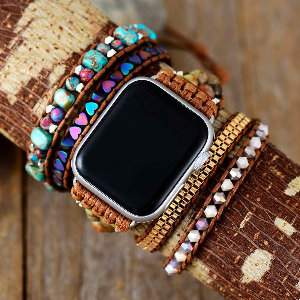 Bohemian Apple Watch Bandje Jaspis Onyx Steen Look - Mode Vibes