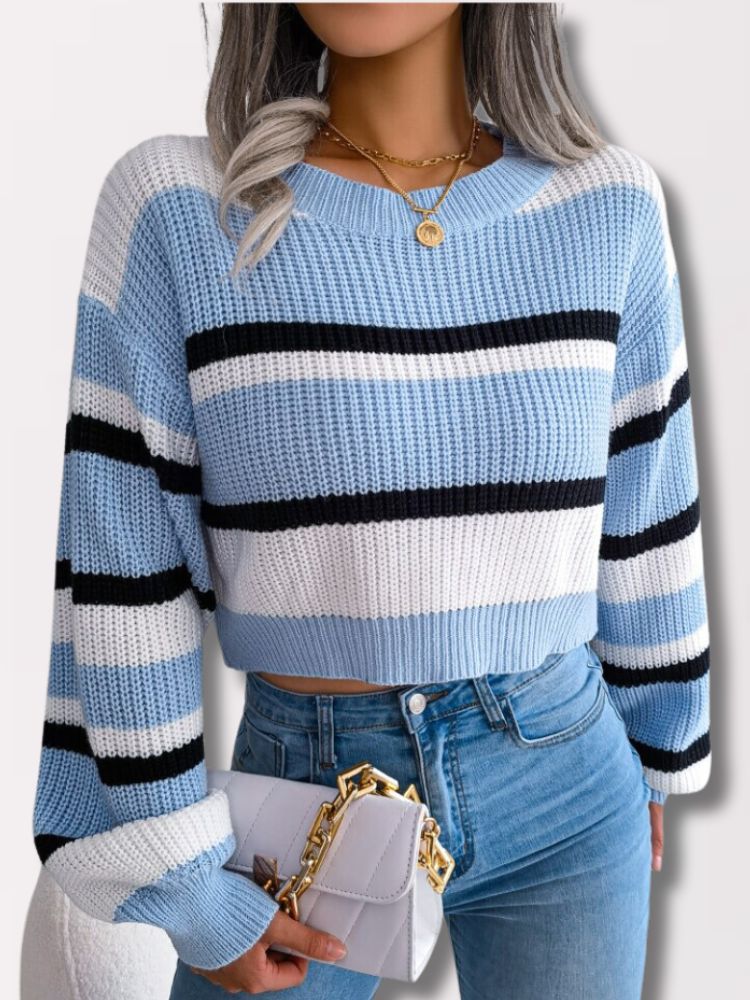 Dames Crop Trui Gestreept Kort Model - Mode Vibes