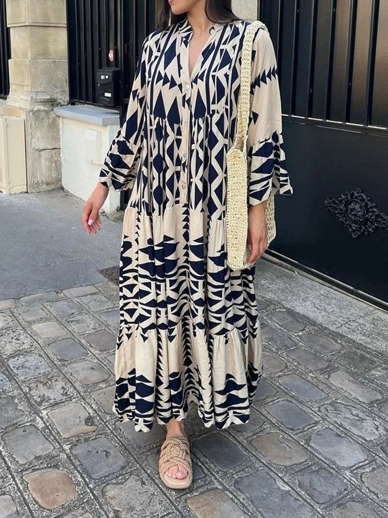 Maxi Jurk Vintage Stijl Trendy Dameskleding - Mode Vibes