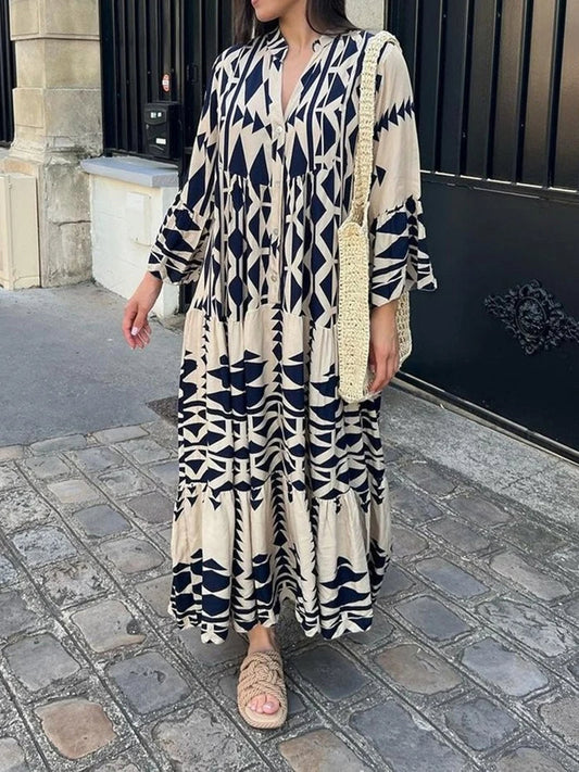 Maxi Jurk Vintage Stijl Trendy Dameskleding - Mode Vibes