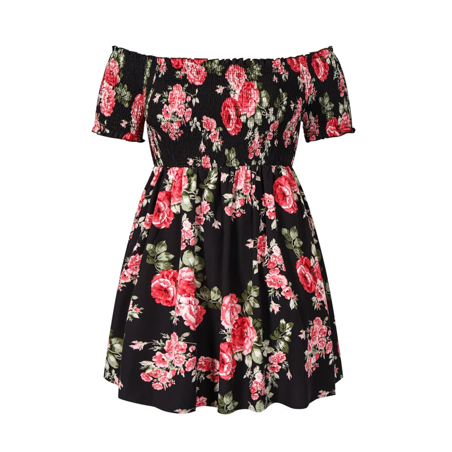 Zomerjurk Off-Shoulder Fleurig Jurk voor Vrouw