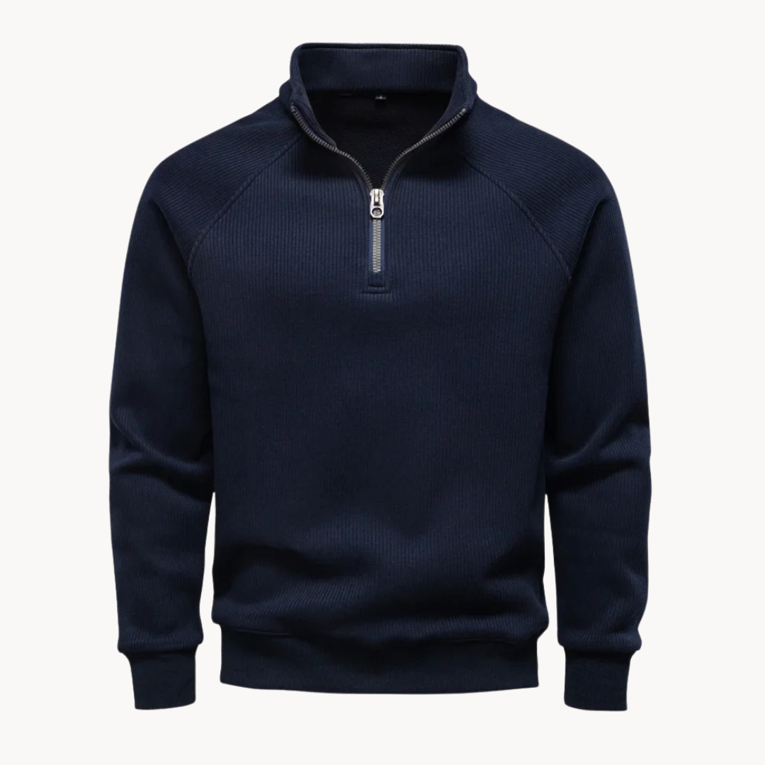 Heren Quarter-Zip Trui van Katoenmix