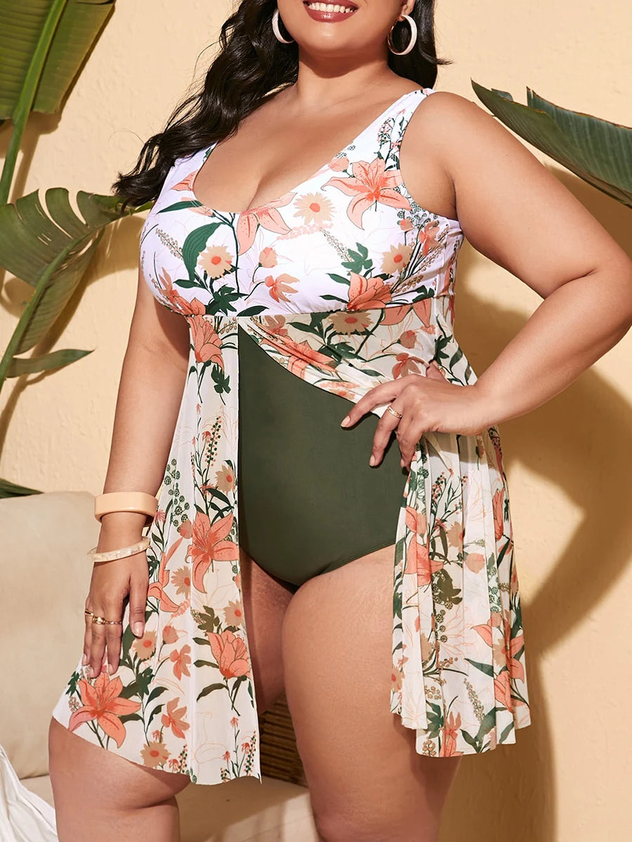 Plus-Size Badpak Tropisch Tropical Print Dame - Mode Vibes