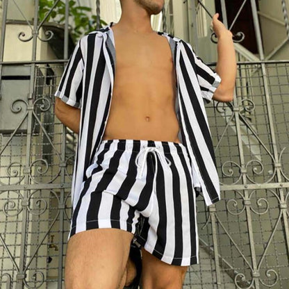 Heren Zomer Set Strepen Shirt en Broek
