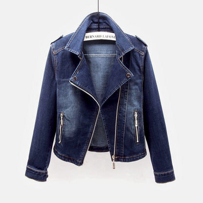 Stoere Denim Jack Met Asymmetrische Rits