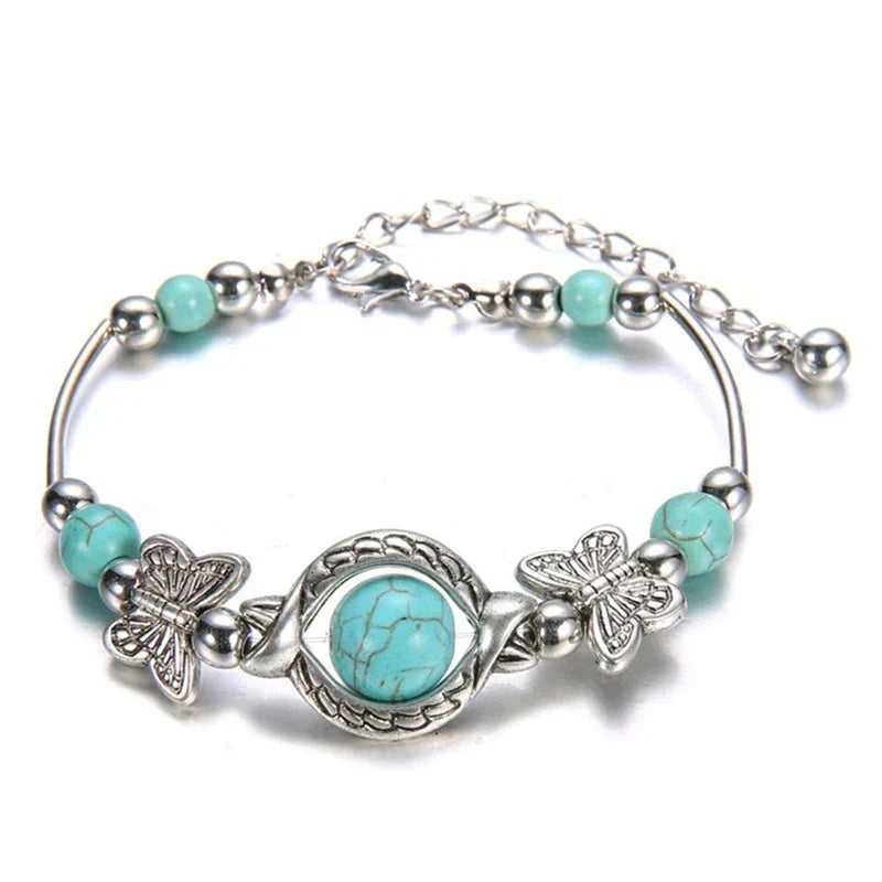 Kralenarmband met Turquoise Vlinder Bedels - Mode Vibes
