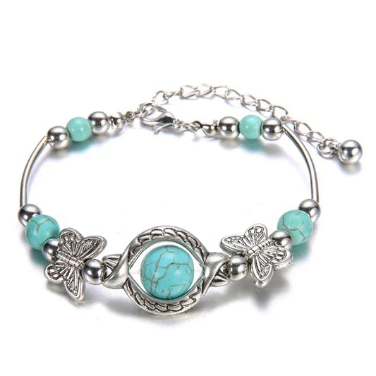 Kralenarmband met Turquoise Vlinder Bedels - Mode Vibes