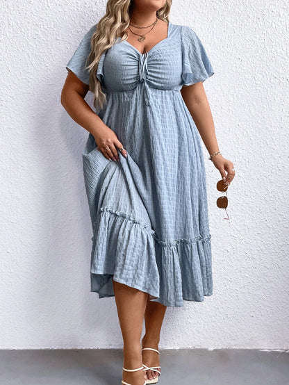 Plus-Size Zomerjurk Vintage Stijl Vrouwelijk