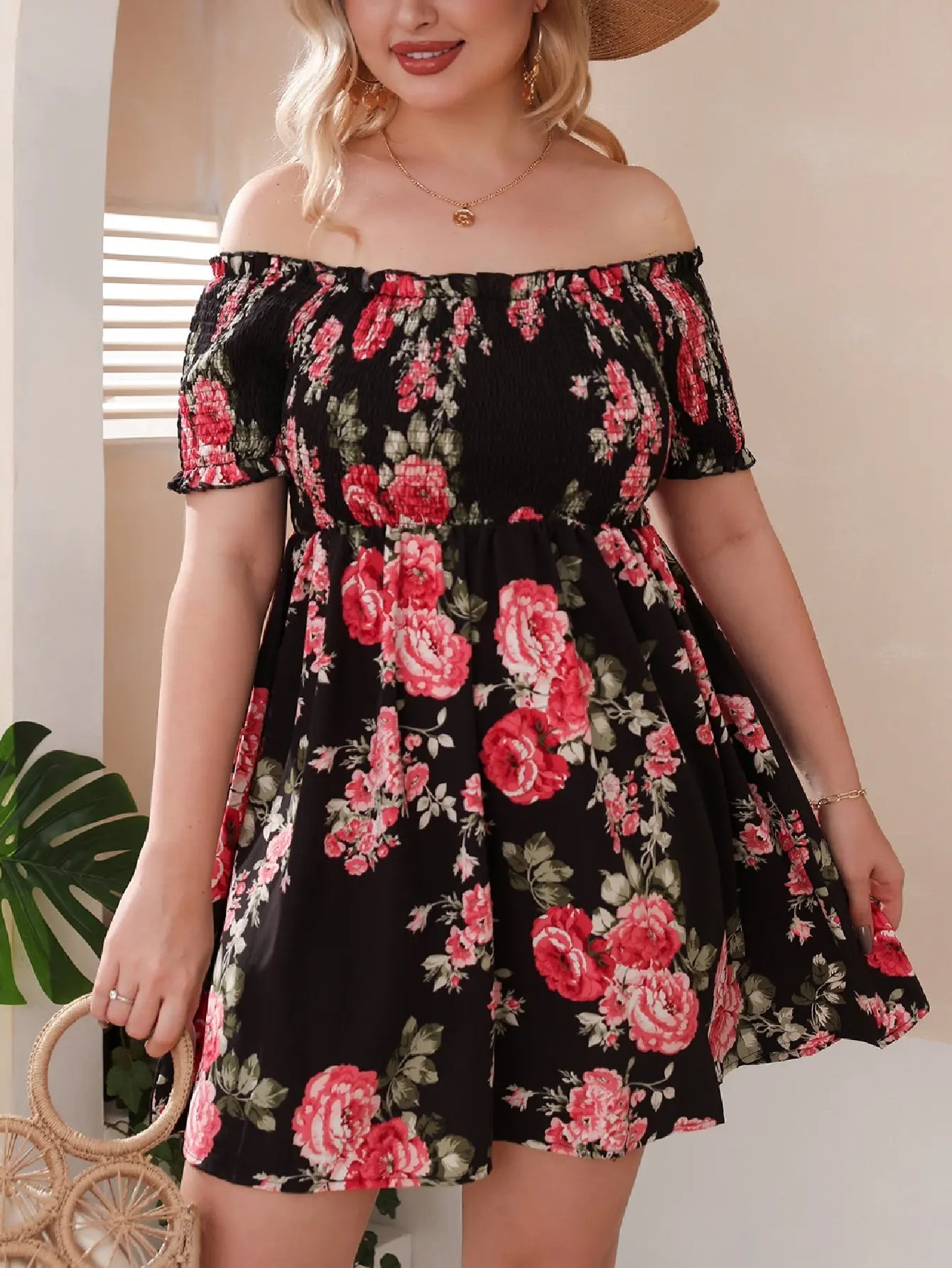 Zomerjurk Off-Shoulder Fleurig Jurk voor Vrouw