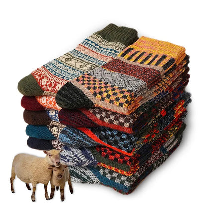 Warme Retro Sokken Set van Wol met Stijlvol Design - Mode Vibes