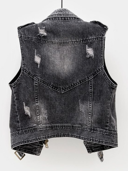 Dames Spijkerjasje Blauw Leer Trendy
