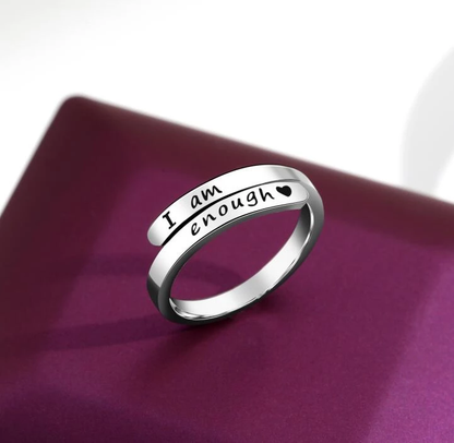 Zilveren Ring Motivatie I Am Enough Zelfvertrouwen - Mode Vibes