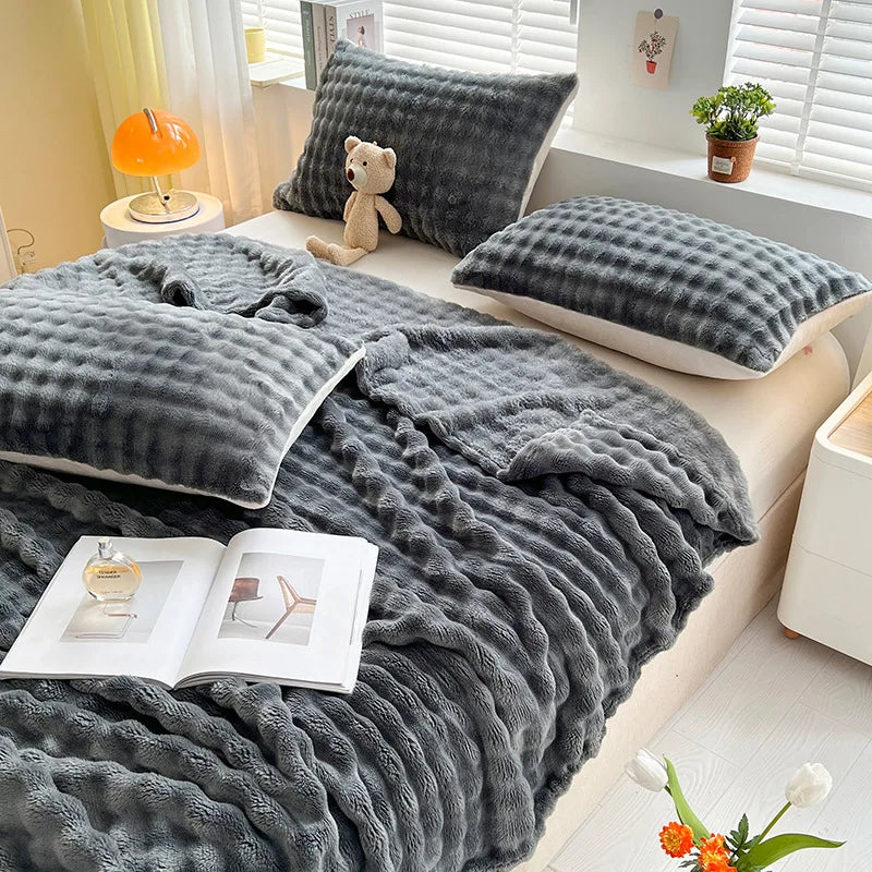 Zachte Fleece Deken met Bubbeltextuur Warm en Plush - Mode Vibes