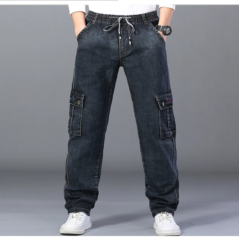 Warme Plus Size Jeans voor Vrouw met Meerdere Zakken