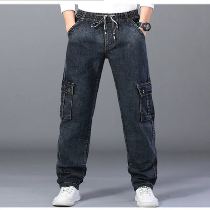Warme Plus Size Jeans voor Vrouw met Meerdere Zakken