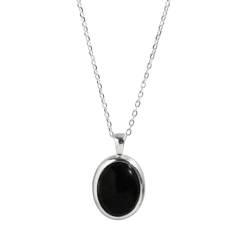 Zwarte Opalen Ketting Stijlvol en Elegант - Mode Vibes