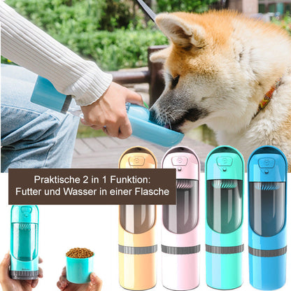 Reisfles voor Honden - 2-in-1 Voer en Waterfles