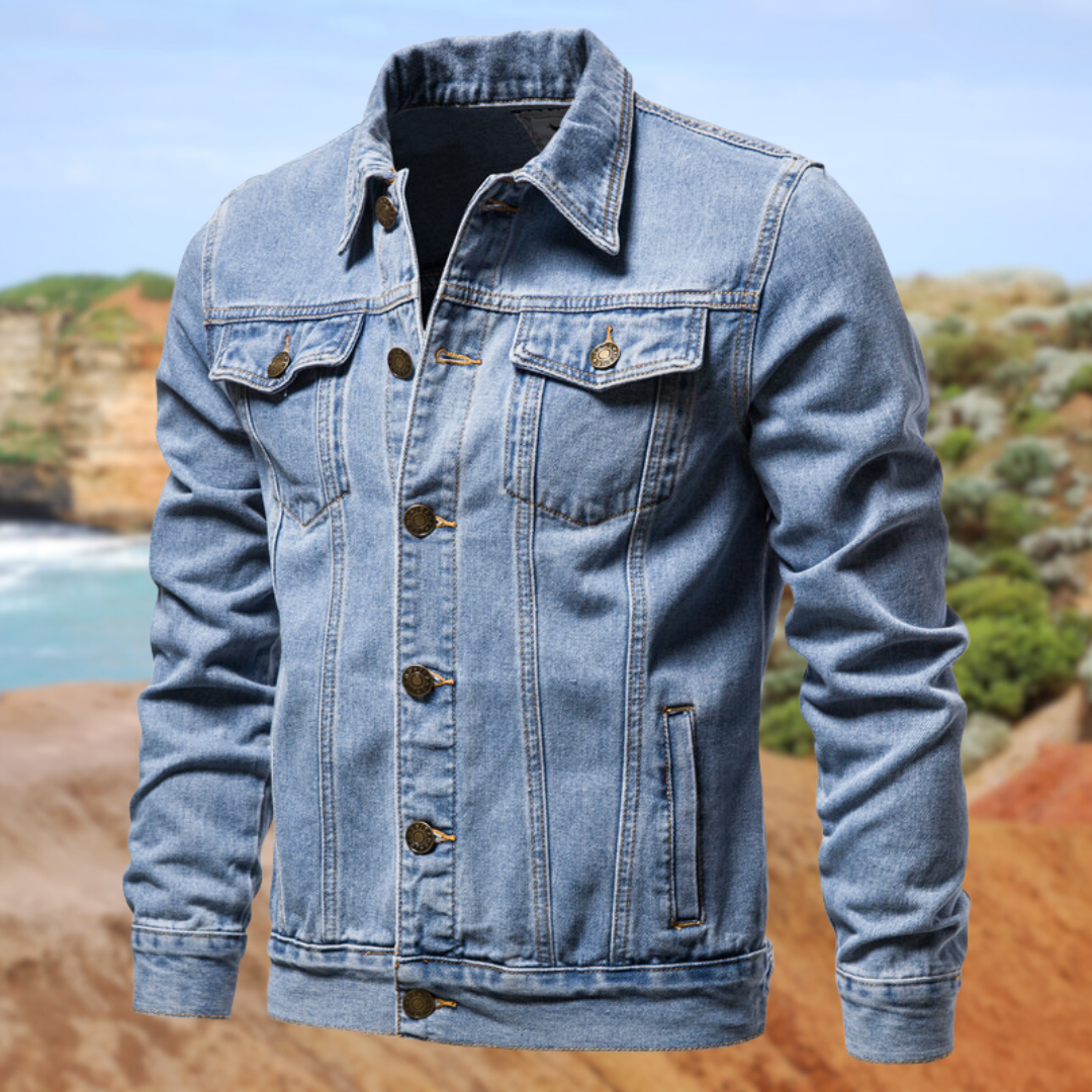 Donkere Blauwe Denim Jacket voor Mannen