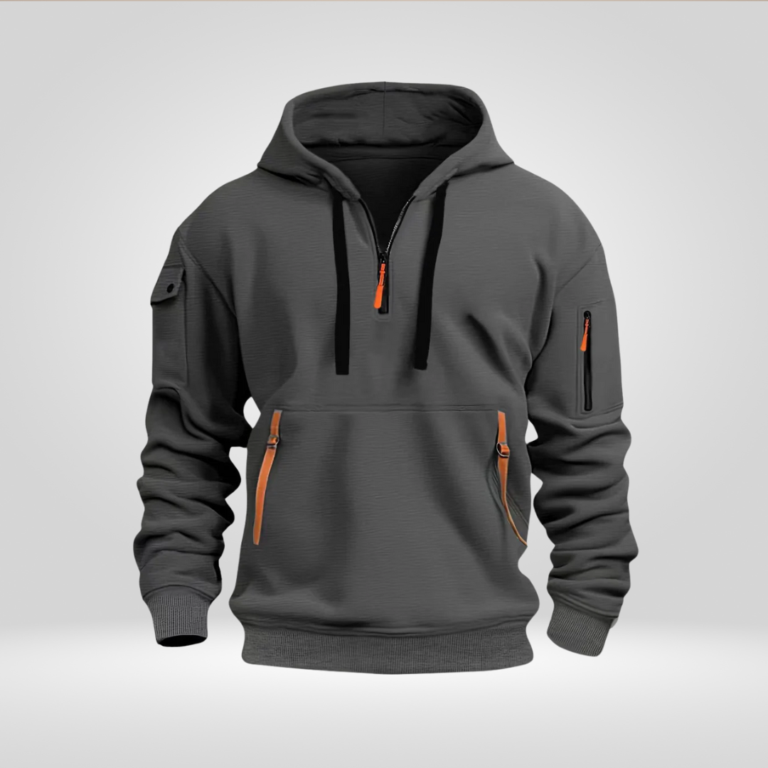 Heren Hoodie Half Zip – Comfortabele Jogging Trui met Zakken