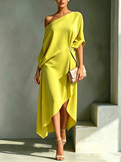 Dames Jurk Asymmetrisch Elegant Model - Mode Vibes
