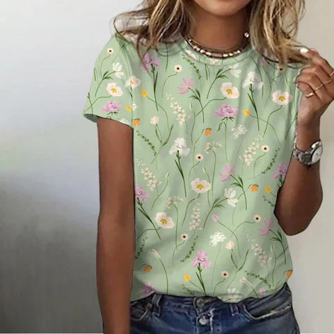Vrouwen T-shirt Bloemenprint Zomerse Kleding - Mode Vibes