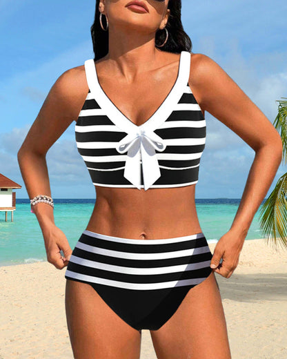 Dames Bikini Hoge Taille Gestreept Elastisch