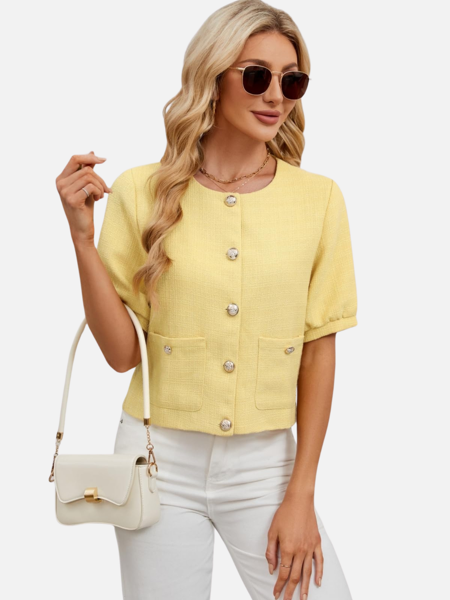 Dames Cropped Jasje Tweed Elegant