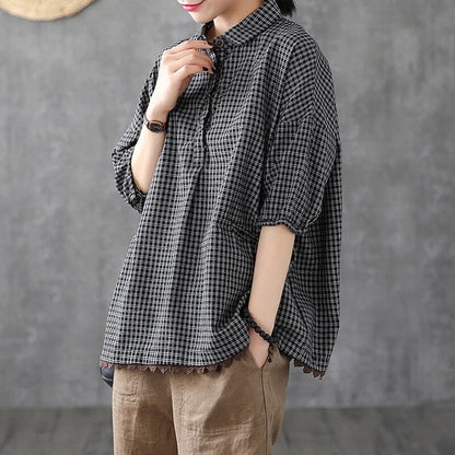 Vrouwelijke Knoopblouse Korte Mouwen Zomerse Stijl