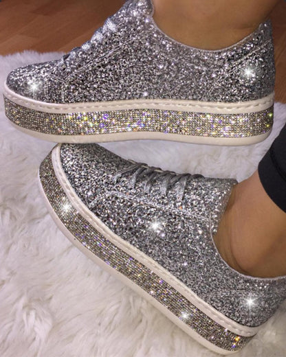 Glitter Dames Sneakers Plateau Sienna Stijlvol - Mode Vibes
