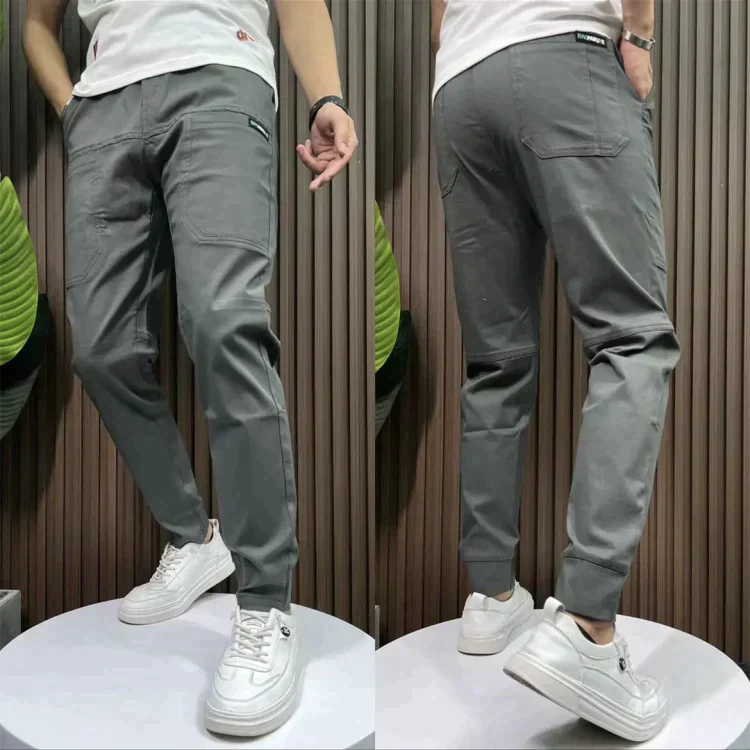 Heren Cargo Broek Stretch Elastisch Zwart - Mode Vibes