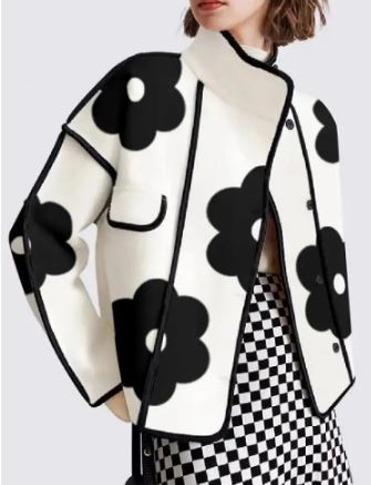 Bloemenprint Jurk met Knopen Zwart Floral Design - Mode Vibes