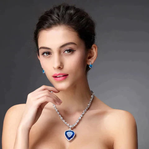 Kristal Ketting Blauw Hartje Elegante Halsketting