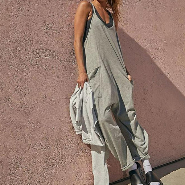 Vrouwelijke Jumpsuit met V-hals Zwart Elegante Avondkleding