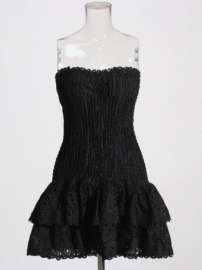 Mini Feestjurk Strapless Trendy Jurk voor Vrouw