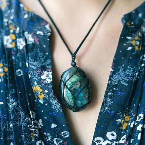 Labradoriet Ketting Drakenhart Edelsteen Sieraden