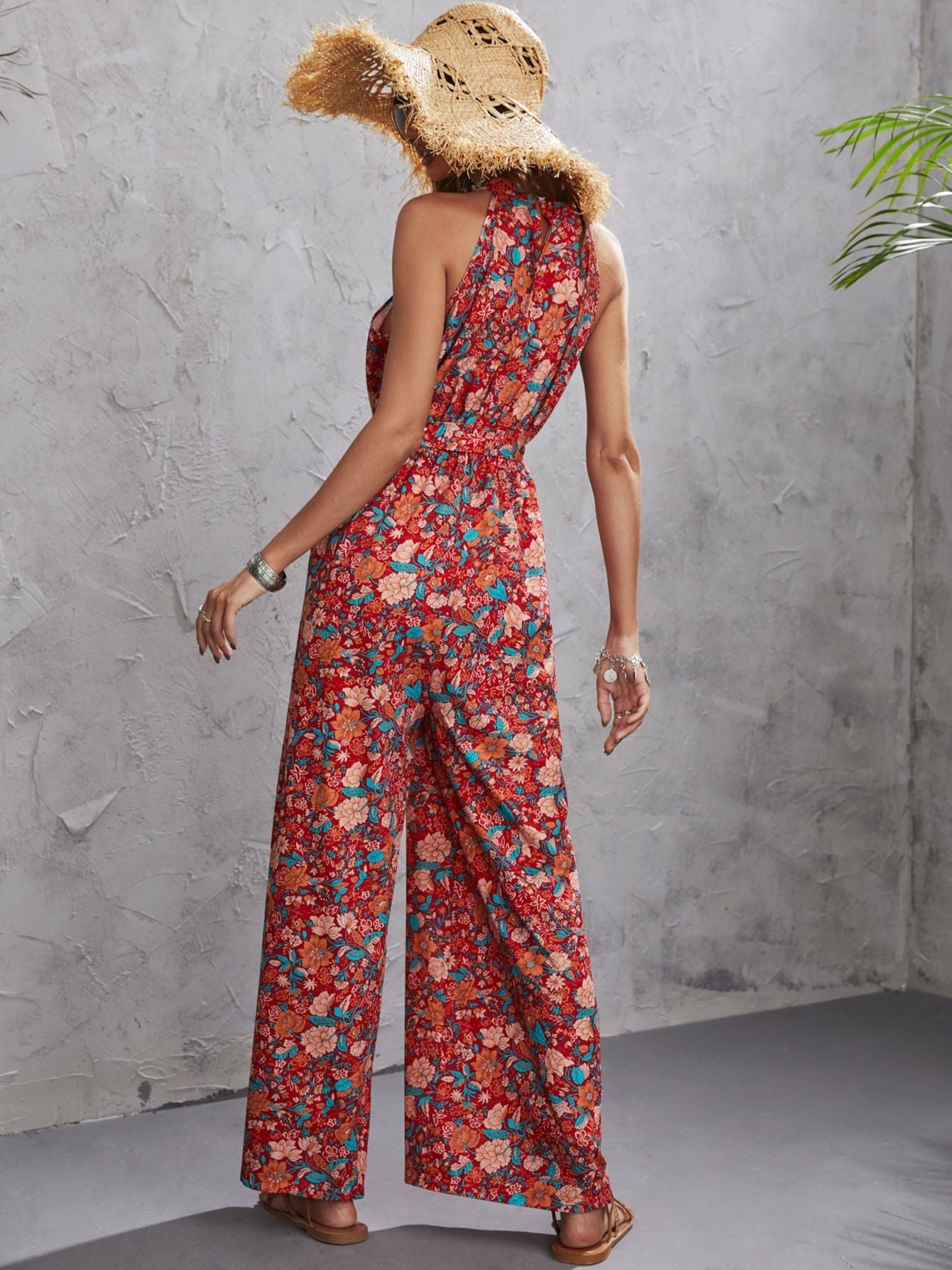 Halter Jumpsuit Gebloemd Zomerjurk Vrouw