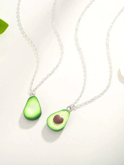 Avocadoketting Hartvormig Vriendenketting Uniek Zilver - Mode Vibes