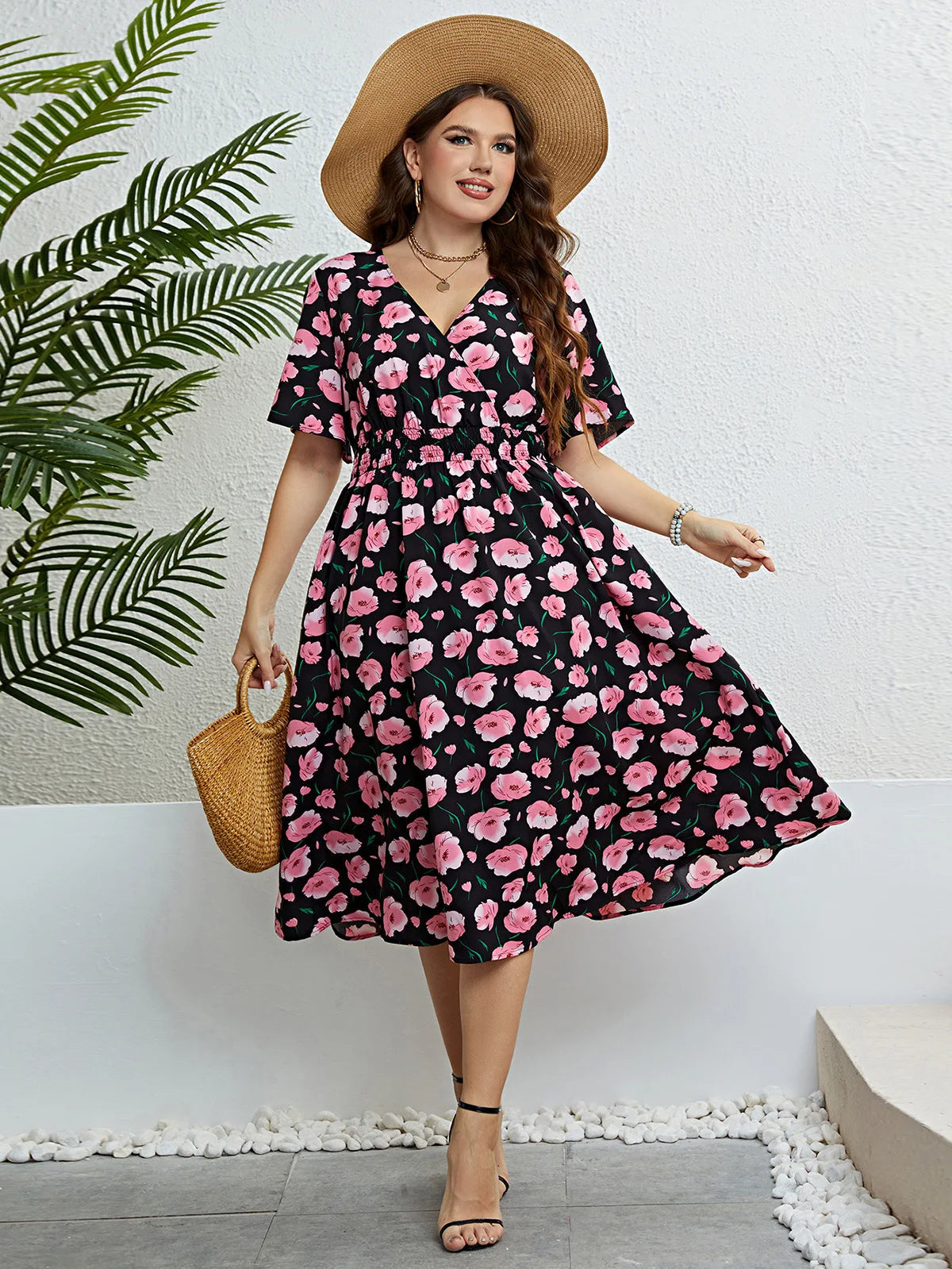 Plus-Size Zomerjurk Vrolijke Floral Print