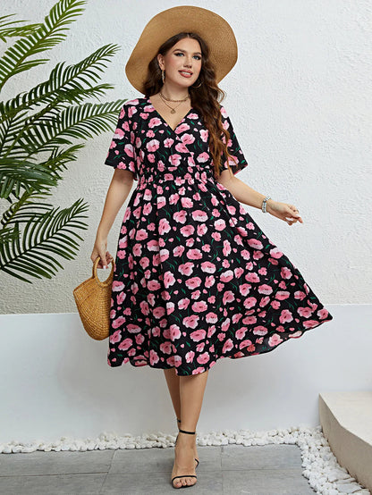 Plus-Size Zomerjurk Vrolijke Floral Print
