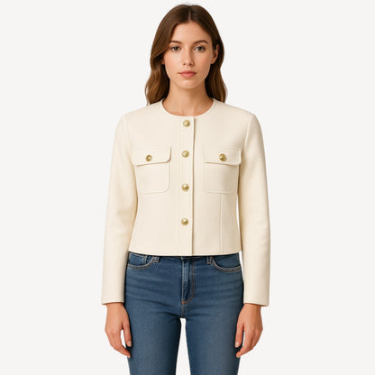 Davies – Elegante Dames Korte Jas met Goudkleurige Knopen