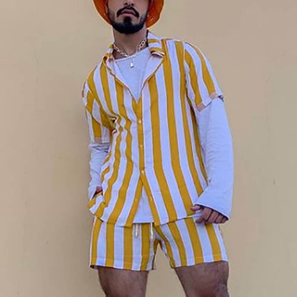 Heren Zomer Set Strepen Shirt en Broek - Mode Vibes