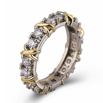 Kruisring met Platina Look en Liefde Symbool - Mode Vibes