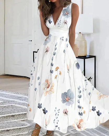 Witte Bloemenjurk Stijlvol voor Vrouw Zomerjurk - Mode Vibes