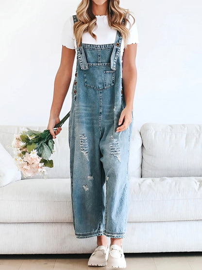 Dames Denim Tuinbroek Losse Zomerbroek - Mode Vibes