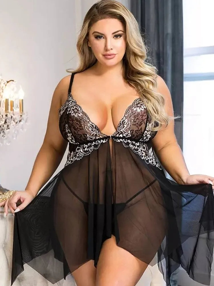 Plus-Size Lingerieset Transparant en Sexy voor Vrouwen - Mode Vibes