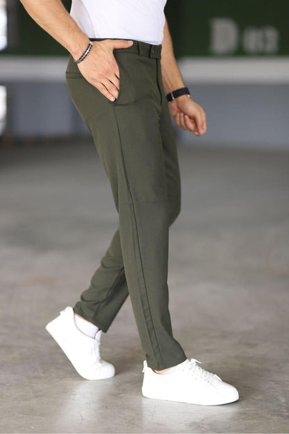Donkergroene Chino Broek Slim Fit voor Mannen