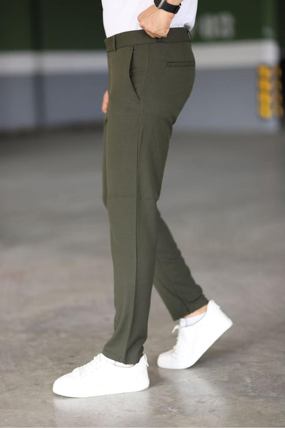 Donkergroene Chino Broek Slim Fit voor Mannen
